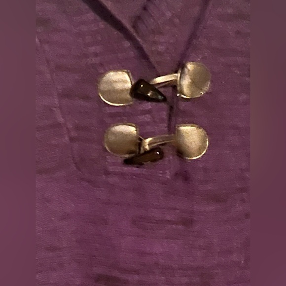 Small knitted purple and black pullover with hood n button detail - Picture 2 of 4